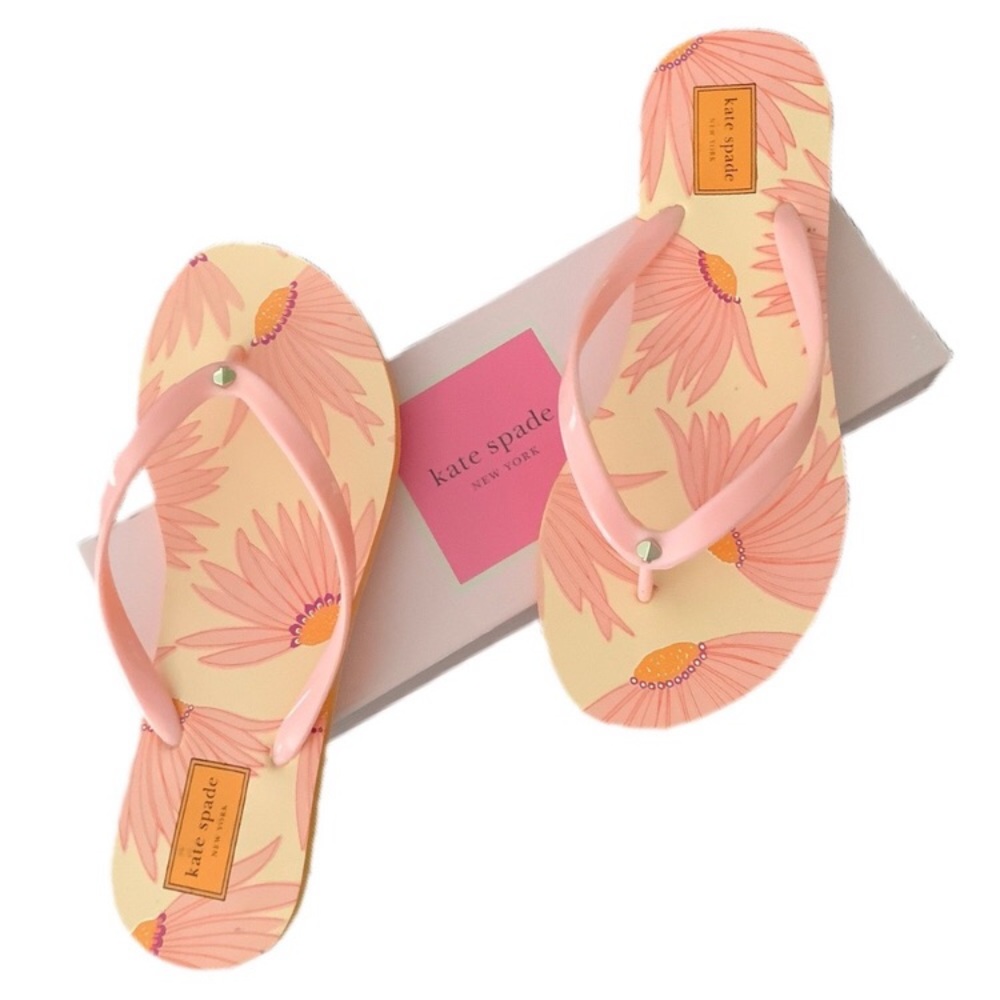 NEW Kate Spade Fiji pink multi-rubber flip flops